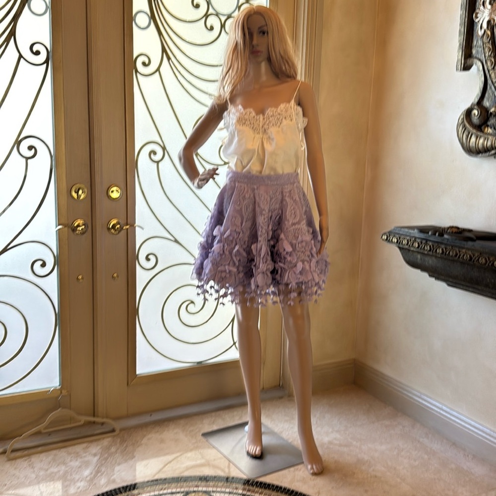Zimmermann Lilac Floral Mini Skirt ,size AU 2,USA 6